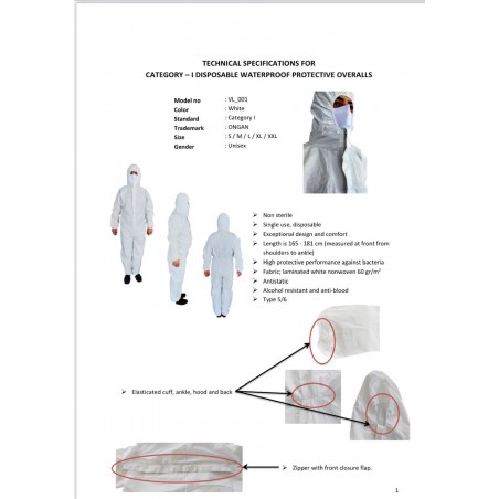 COMBINAISON CATEGORIE 3 TYPE 5/6 TAILLE TU